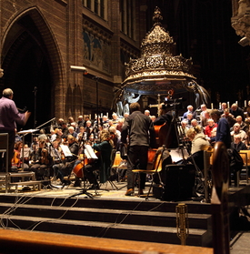 CD opname Chr. mannenkoor Staphorst m.m.v. L' Orchestra Particolare, Johan Bredewout, Harm Hoeve en Judith Sportel